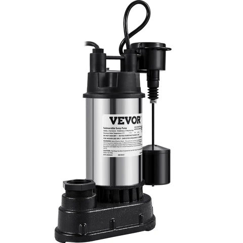 1.5 HP Submersible Sump Pump With 6000 GPH Flow, Cast Iron And Steel Construction, Integrated Vertical Float Switch