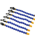 Hosrivae Flexible Helping Hands Tool With 6 Adjustable Vise Arms And Heat Resistant Clip Tips For Soldering Iron Holder and precision PCB welding repair station work, featuring blue flexible arms.