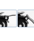 Front and side views of ULIFESTAR 1.5in polyurethane caster wheel with top plate and brake, black, 4-pack.