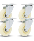 Hella Smooth Heavy Duty Swivel Caster Wheels With White Nylon Rollers And Rust Proof Metal Plates Replacement Pack Of Four for carts