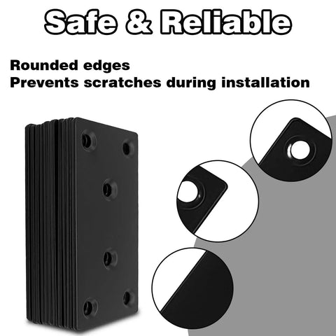 Thirty Five Pack Pro Grade Three Point One Inch Black 304 Stainless Steel Mending Plates Solid Joining Brackets For Wood Fixups And Fence Jobs Built Tough Indoors Or Outdoors With Zero Rust Worry