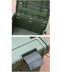 Durable Plastic Tool Box With Comfortable Handle Stackable Organizer Multifunctional Storage Case in green, open view and handle close-up