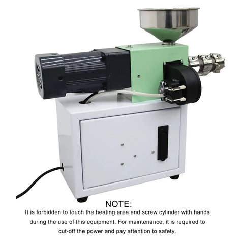 Straight Up Solid 3D Printer Filament Recycler Machine With Super Slick Thermal Controls, showing motor and stainless steel hopper.