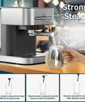 Top Shelf Electric Coffee And Milk Frother makes velvety cappuccinos with steam wand and removable clear tank