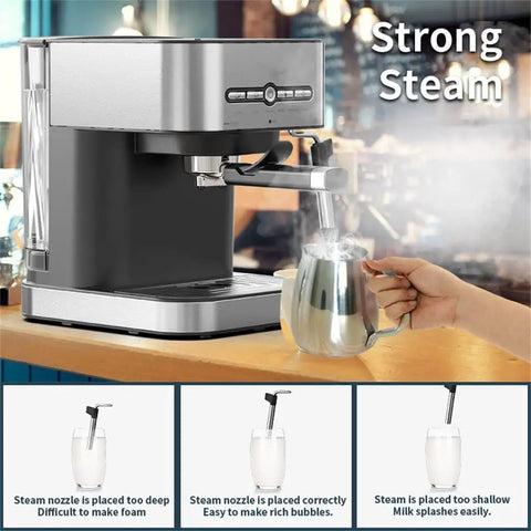 Top Shelf Electric Coffee And Milk Frother makes velvety cappuccinos with steam wand and removable clear tank