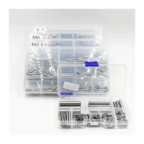 Cylindrical Pin Locating Dowel Set 304 Stainless Steel DIN 6325 M1 To M8 Combo Kit in labeled plastic cases