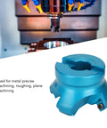 Blue aluminum alloy CNC lathe face mill head with clamp slot and screw for metal milling