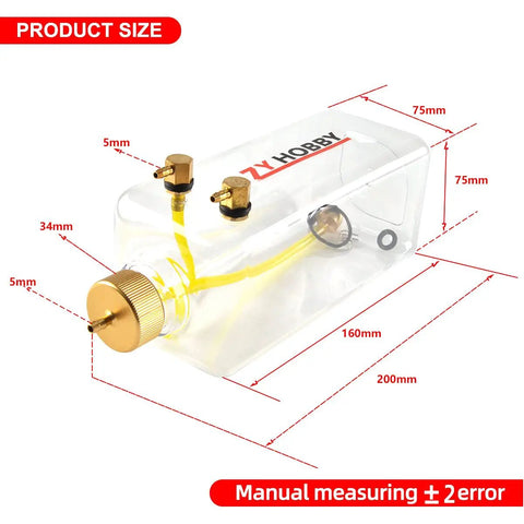 Clear 1000ML RC Gas Fuel Tank For RC Airplanes With Transparent Plastic Bottle, Metal Cap Inlet And Outlet, Lightweight 114g, Durable Construction