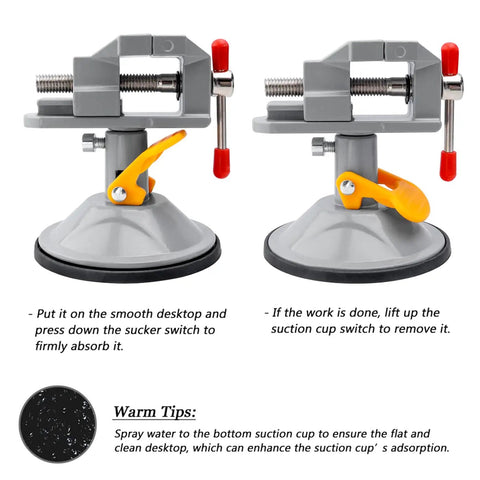 Dope Mini Drill Press Vise With Suction Cup 360 Degree Rotating Walnut Clamp Adjustable Jaw Vise For Jewelry Making
