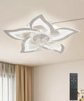 modern Plug-in Ceiling Fan with Lights,low profile 24'' Remote Dimmable in flower design, remote control included.