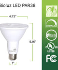 4 Pack PAR38 LED Light Bulbs 90 CRI 12W Equal 100 To 120W Replacement Soft White 3000K Dimmable Flood Lights UL Listed shown