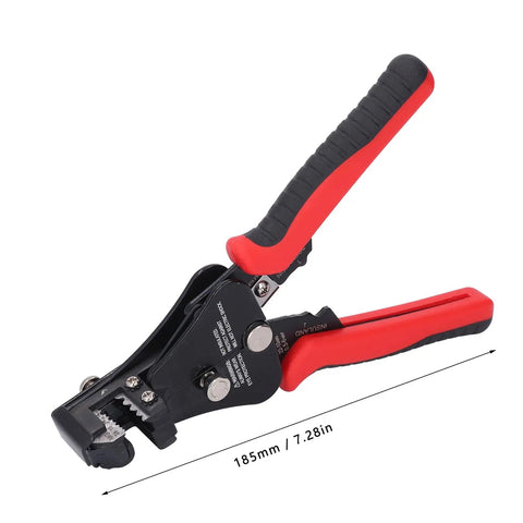 Heavy Duty Automatic Wire Stripper Cutter Crimping Tool 3 In 1 Adjustable For 10 To 22 Awg Electrical Wiring close-up view with soft rubber grip.