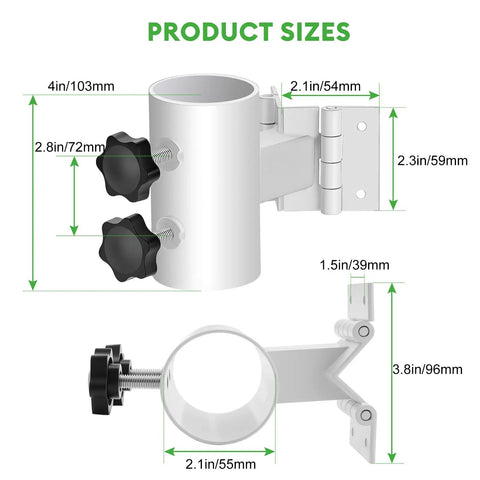 Hang Your Shade Like A Pro With This Adjustable Deck Umbrella Mount For Railings And Posts product size dimensions shown
