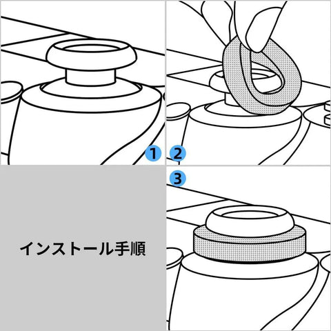 Diagram showing installation steps of FPS Aim Assist Target Rings 8 Pack for Precise Aiming and Smooth Motion on SCUF controllers