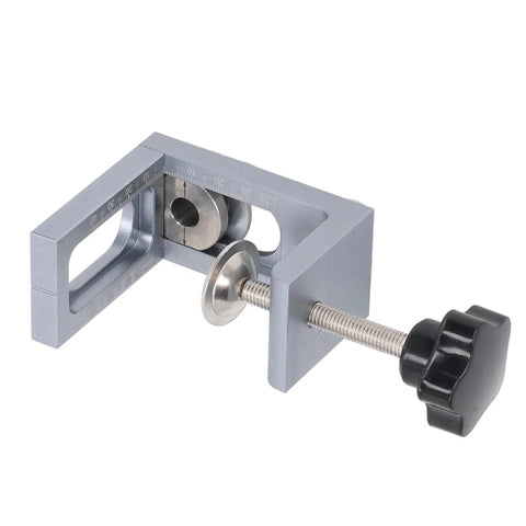 Side view of Adjustable Drill Guide For Woodworking Pro Grade Dowel Drilling Jig Durable 6061 Aluminum Positioning Tool with clamp