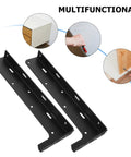 Heavy Duty Steel Floating Shelf Brackets, Thickened L Shape Design, Black Wall Mount Supports for Kitchen and Home use