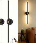 Wireless Wall Sconces Set Of Two With 10000Mah Rechargeable Battery Cordless Lights Zero Plug Headaches Touch And Remote Controls 360 Rotating Black Finish mounted on wall.
