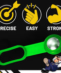 Magnetic Stud Ball Detector With Rare Earth Magnet 27 Pound Pull No Batteries Needed Portable Wall Stud Finder For Nails Screws And Metal Through Drywall, green handheld tool with icons for precision, ease, and strength.