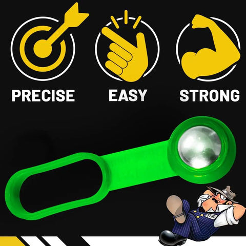 Magnetic Stud Ball Detector With Rare Earth Magnet 27 Pound Pull No Batteries Needed Portable Wall Stud Finder For Nails Screws And Metal Through Drywall, green handheld tool with icons for precision, ease, and strength.