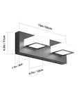 Two Lights Black Modern Bathroom Vanity Light With Acrylic LED Wall Fixture dimensions view