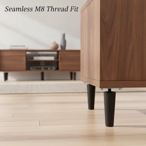 Mid Century Style Tapered Cone Furniture Leg With M8 Thread For Sofas And Cabinets, Durable PP Plastic Replacement Leg, 5.9 X 2.2 Inches