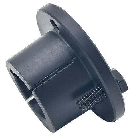 Heavy Duty Split Taper Bushing 1 1 4 Inch Bore H Series Carbon Steel Locking Bushing For Pulleys And Sheaves close-up view with black oxide finish.
