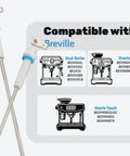 Premium Boiler Steam Probe Replacement Kit 3 Pack With Sealing Rings For Breville Sage Dual Boiler And Oracle Touch Espresso Makers displayed with compatible models.