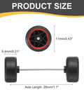 Four Piece 1 By 64 Scale Wheel And Tire Set With Real Riders Rims And Axles, product size dimensions illustrated.