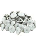 Adjustable M6 Furniture Levelers Screw On Glides for fixing wobbly furniture, 36 piece kit with white pads and metal screws.