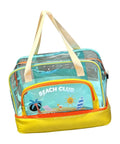 Transparent Dry Wet Separated Storage Bag For Gym And Beach Gear with colorful compartments, waterproof pocket, travel friendly.