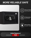 Fireproof 0.8 Cu Ft Digital Safe Box With Electronic Keypad And Internal Light Built Tough Solid Steel Mini Safe For Home Office Or Hotel Two Access Codes For Extra Security, front view with keypad and digital display.