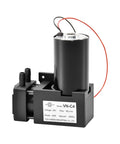 Top Shelf Mini Vacuum Pump Crafted With A Dead Quiet Brushless Motor Delivers Forty LPM Airflow And Minus Eighty Five KPA Suction For Smooth No Sweat Pneumatic Jobs, showing a compact black vacuum pump with wires.