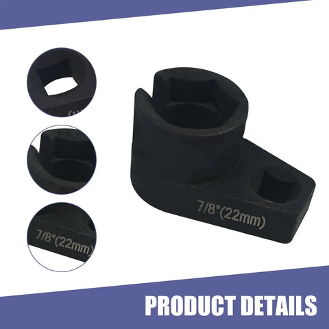 Offset Oxygen Sensor Socket 3/8 Drive 7/8 Inch 22mm 6-Point O2 Sensor Wrench Tool Protect Wires During Install Universal Fit