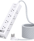 Power Strip With 12 Wide Outlets And 4 USB Ports, 10 Ft Flat Plug Extension Cord, Wall Mountable Surge Protector, ETL Listed