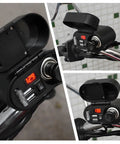 Dual USB Charger Socket 5 Volt 3 Amp 4 In 1 Motorcycle Handlebar Clamp Power Adapter With Clock Lighter Socket And Voltmeter display
