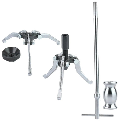 Pro Level Carbon Steel Gear Bearing Puller Kit With Real 1 2 KG Slide Hammer And Solid 3 Jaw Internal External Removal Tool Built For Mechanics Doing Serious Garage Repairs And Engine Tune Ups Everyday, 3 jaw puller set with slide hammer