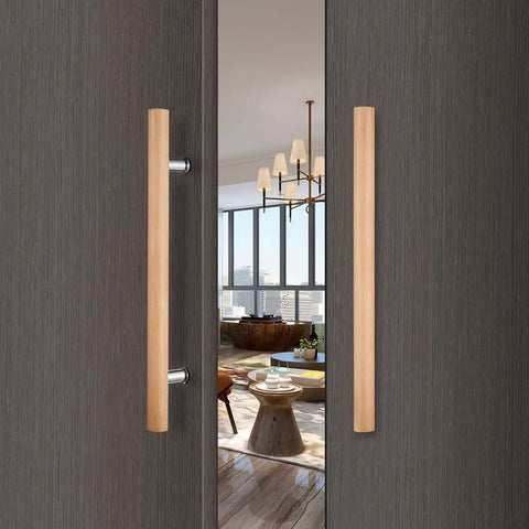 Heavy Duty Beech Wood H Shape Door Pull With 304 Stainless Solid Connector For Glass Doors And Saunas Bulletproof Hold Zero Drama Install Fresh Modern Touch