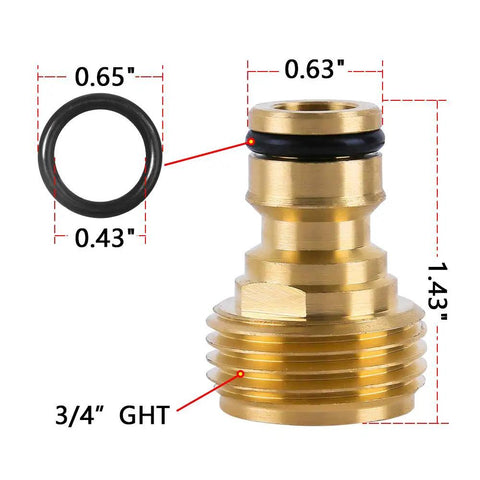 Dimensions of Solid Brass Garden Hose Quick Connect Set Heavy Duty Three Quarter Inch GHT Quick Connectors