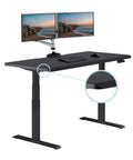Vari ComfortEdge Electric Standing Desk 60X30 Black Dual Motor Height Adjustable Sit Stand Workstation with ergonomic wrist support.