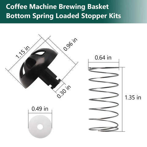 Bottom Spring Loaded Stopper Kit For Coffee Machine Brewing Basket Replacement For Compatible 990117900 990237500 Two Pack Durable Plastic And Silicone Accessory Keeps Brew Basket Sealed No Fuss Install For Home Coffee Makers, 2-pack parts