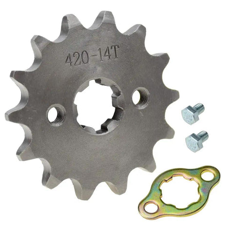 14 Tooth 420 Front Sprocket Fits 50cc 70cc 90cc 110cc 125cc 140cc 160cc Mini Bikes ATVs Dirt Bikes Go Karts And More Works With TaoTao DB14