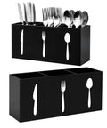 3 Compartment Plastic Utensil Organizer Silverware Caddy For Countertop Black Acrylic Kitchen Cutlery Storage Flatware