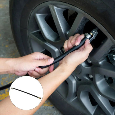 Tough As Nails Air Pump Hose Adapter Quick Connect Replacement For Tire Inflator With Durable Build And Anti Slip Grip To Ensure Safety While Inflating So You Can Hit The Road Without Leaks Being Stuck Roadside Safe And Sound, black hose on car tire