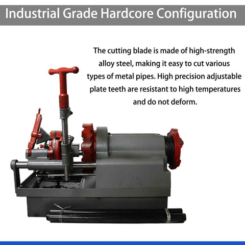 Heavy Duty Workhorse Electric Pipe Threader For 1/2 To 3 Inch Lines With Smart Oil System And 750W Copper Motor, industrial-grade steel cutting blade.