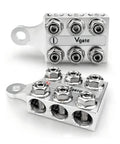 12 Way Post Terminal Distribution Block Bus Bar For 8 AWG To 4/0 XL Wire, Bolt Down Ends Or Threaded Studs, Fits M10 Or 3/8-16 UNC Studs