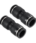 Two Pack 1/2 Inch Tube To Tube Push To Connect Pneumatic Fittings, Straight Union Plastic Quick Connects For Air Lines, Black