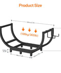 Sturdy Steel Firewood Rack For Indoor And Outdoor Use 32 Inch Log Holder dimensions and design with tool hook and adjustable feet.