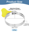 Beefy Stainless Steel Hose Clamps With Worm Gear And Thumb Screw, 27 To 51 mm Range, 8 mm Bandwidth, 1.0625 To 2 Inches, Adjustable Clamps