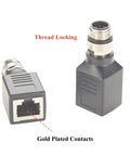 Beefy M12 A Coding 8 Pin To RJ45 Cat6 Shielded Industrial Ethernet Adapter IP67 Bulkhead with gold plated contacts