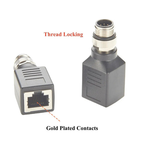Beefy M12 A Coding 8 Pin To RJ45 Cat6 Shielded Industrial Ethernet Adapter IP67 Bulkhead with gold plated contacts
